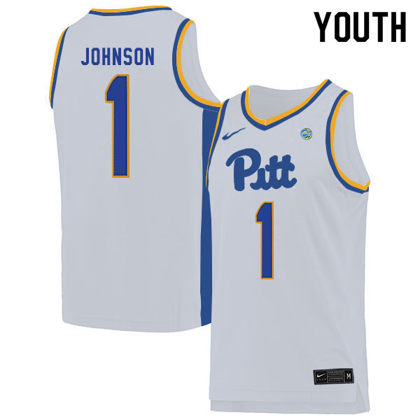 Youth #1 Xavier Johnson Pitt Panthers College Basketball Jerseys Sale-White